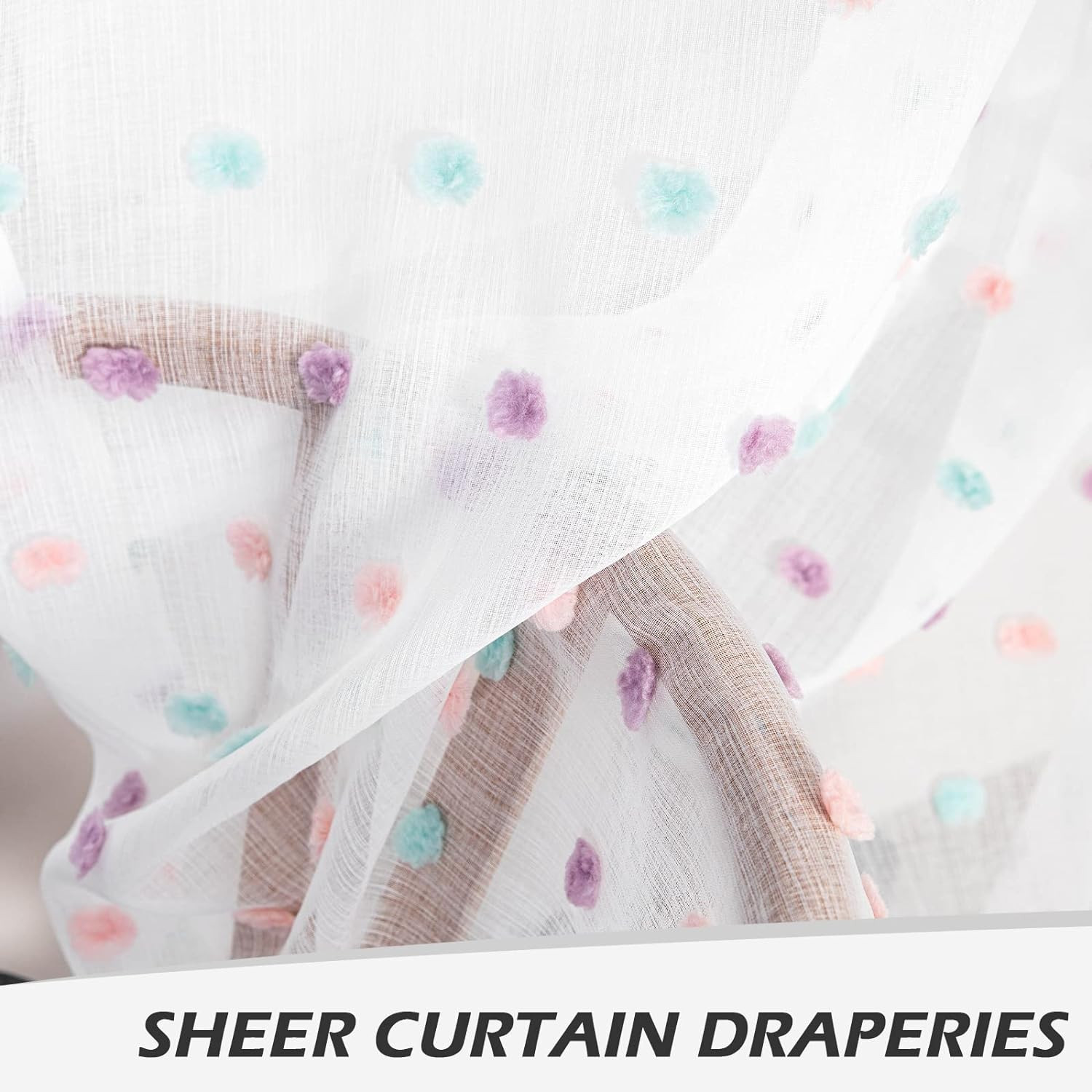 Small Curtains for Kitchen Windows Rainbow Pom Pom Curtains for Bedroom Light Fi