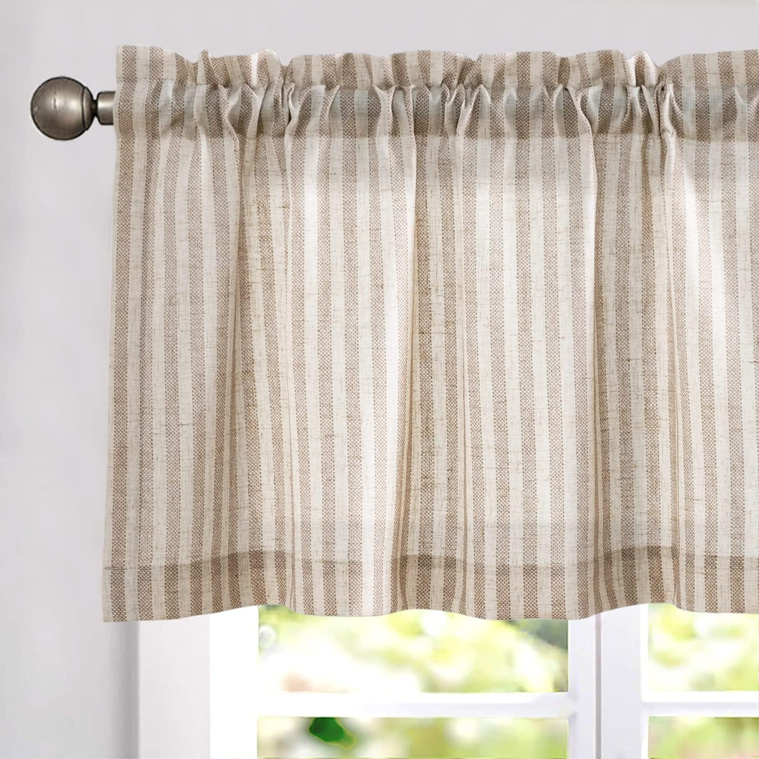 Kitchen Valance Linen Stripe Short Farmhouse Country Rustic Tickingstripe Light