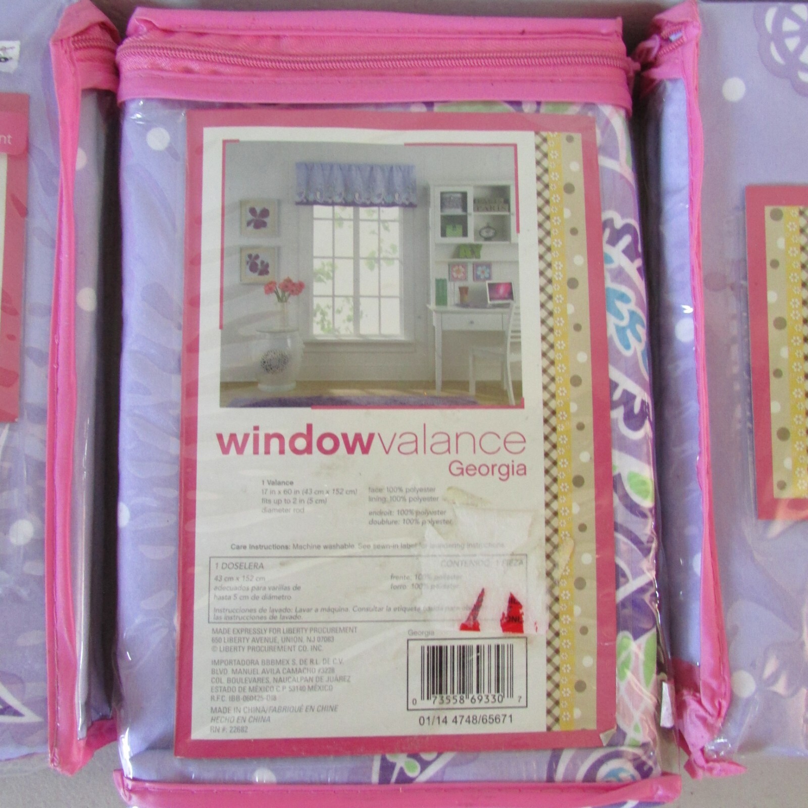 3 pack Window Curtain Valance Georgia 17 in x 60 in Purple h