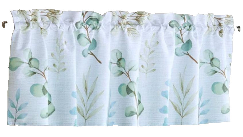 1 Fabric Printed Valance (18″x60″)(no tiers) BOTANICAL LEAVES, LK