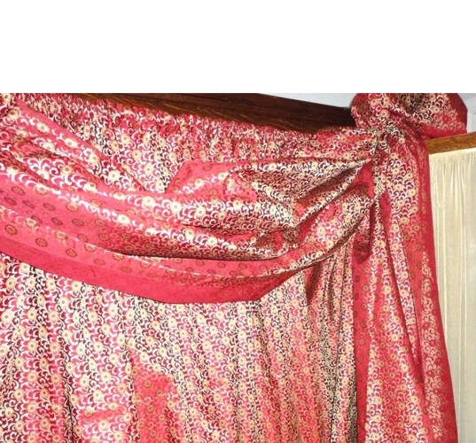 CUSTOM WATERFORD CHARLEMONT RUBY RED GOLD FLORAL (1) SCARF VALANCE 200×48