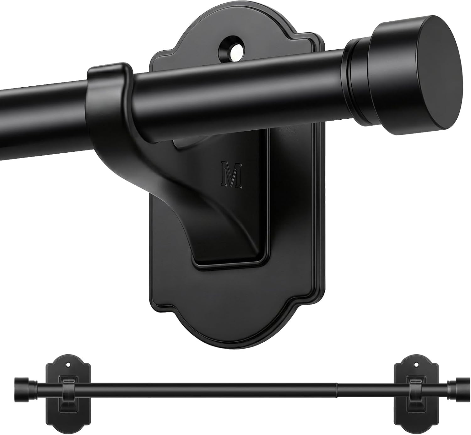 Adjustable Curtain Rod 40 to 53 Inch No Drill Adhesive Brackets Black 5 8 Rod
