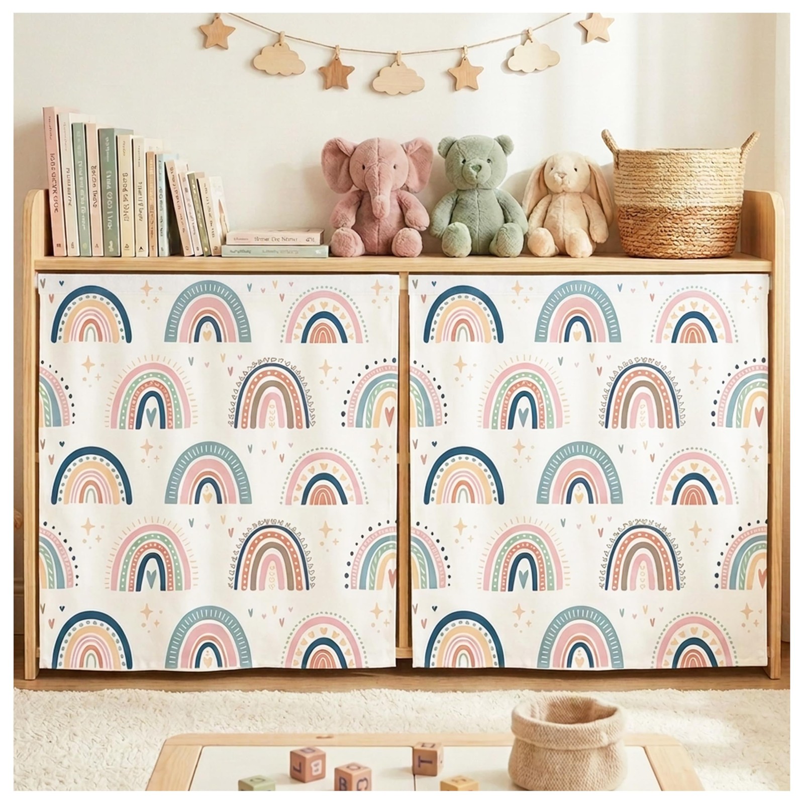 Washable Classroom Cabinet Curtains Set – 6Pcs 24 x 24.6 Inch Rainbow Hook & …
