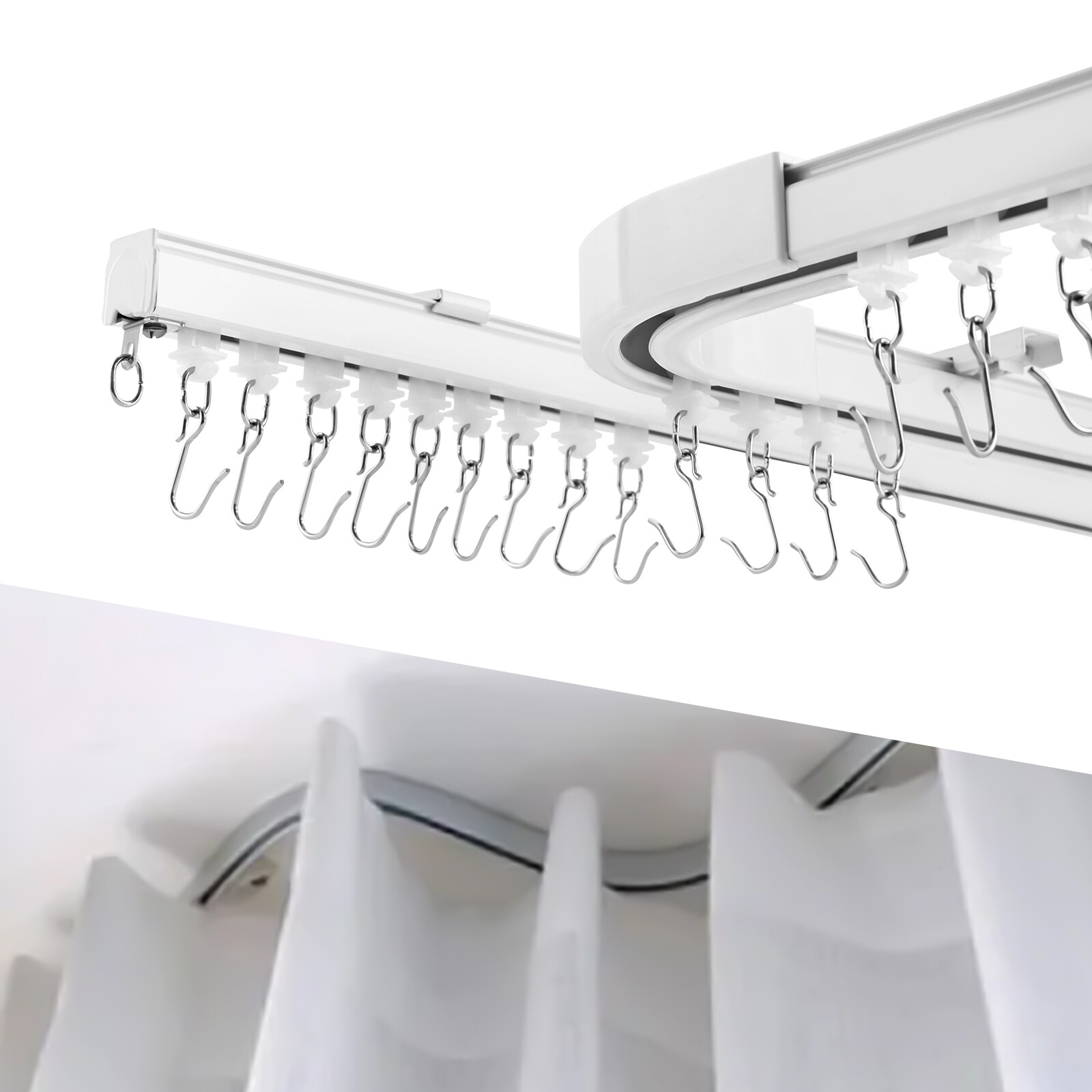 Curtain Track Rail Set For Ceiling Room Divider Privacy 12ft-18ft Heavy Duty