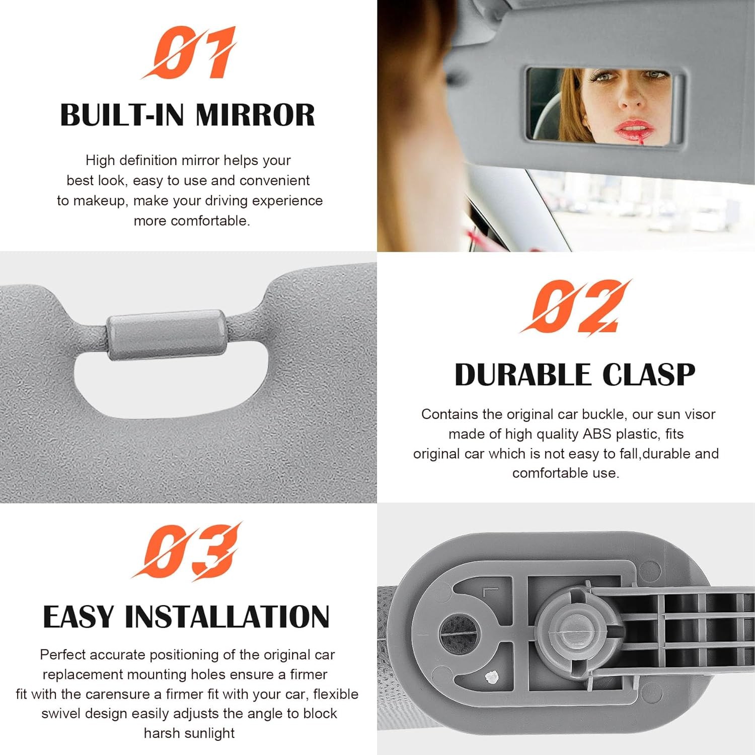 Gray Driver Left+Passenger Right Side Sun Visor 2011-12-13-14-15 Hyundai Elantra