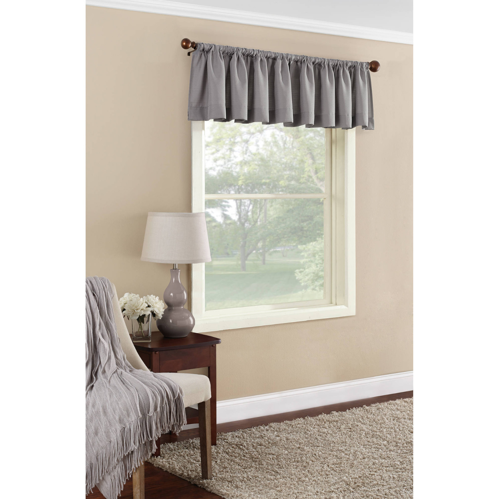 Solid Tailored Textured Window Valance, 56″ x 17″ in.- Solid Colors, Choice-NEW