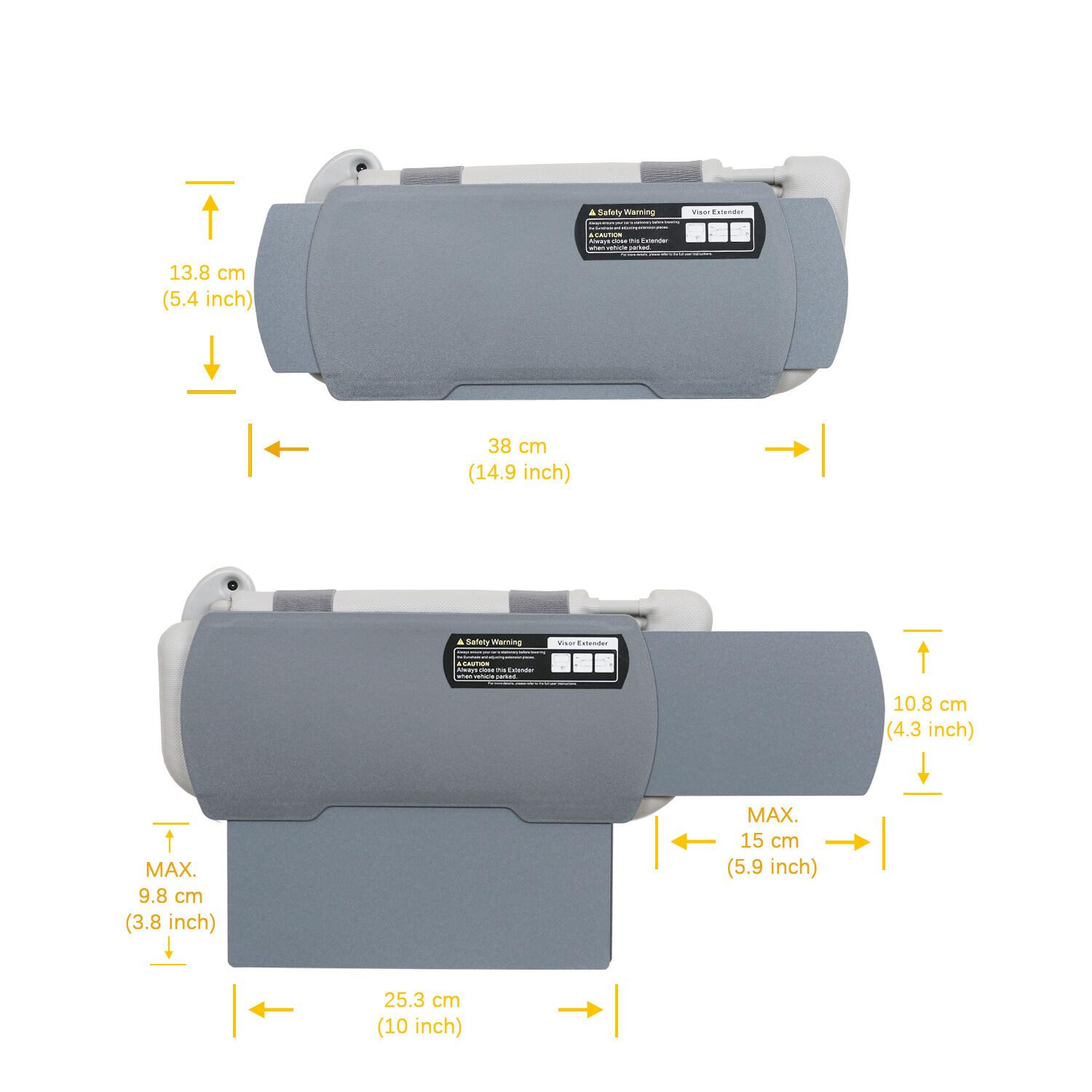 Car Visor Extender Visor Extender Window Sunshade and UV Rays Blocker – gray