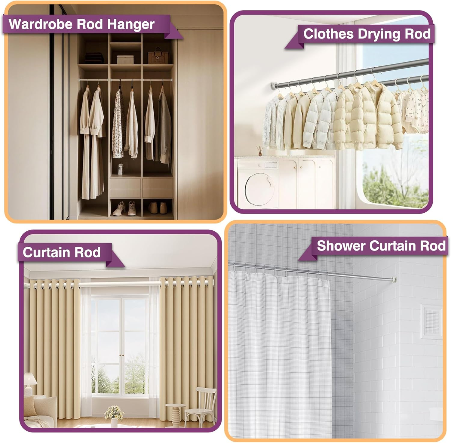 Curtain Rod Holder Bracket 1” Dia,Closet Rod Holders Wall Mounted,Ceiling Mount
