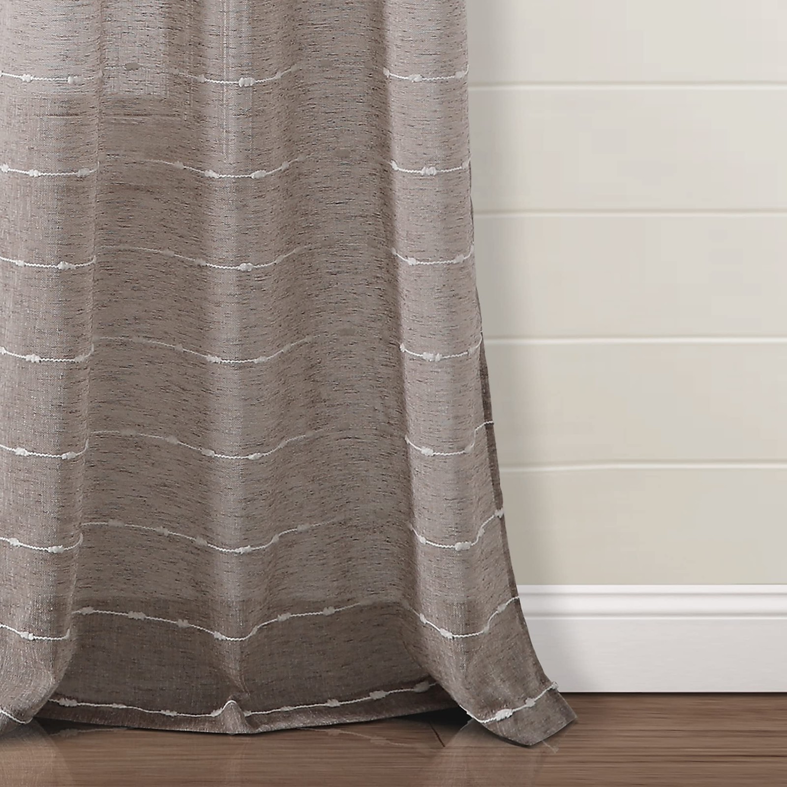 Farmhouse Textured Grommet Sheer Window Curtain Panel Pair 38w X 120l B
