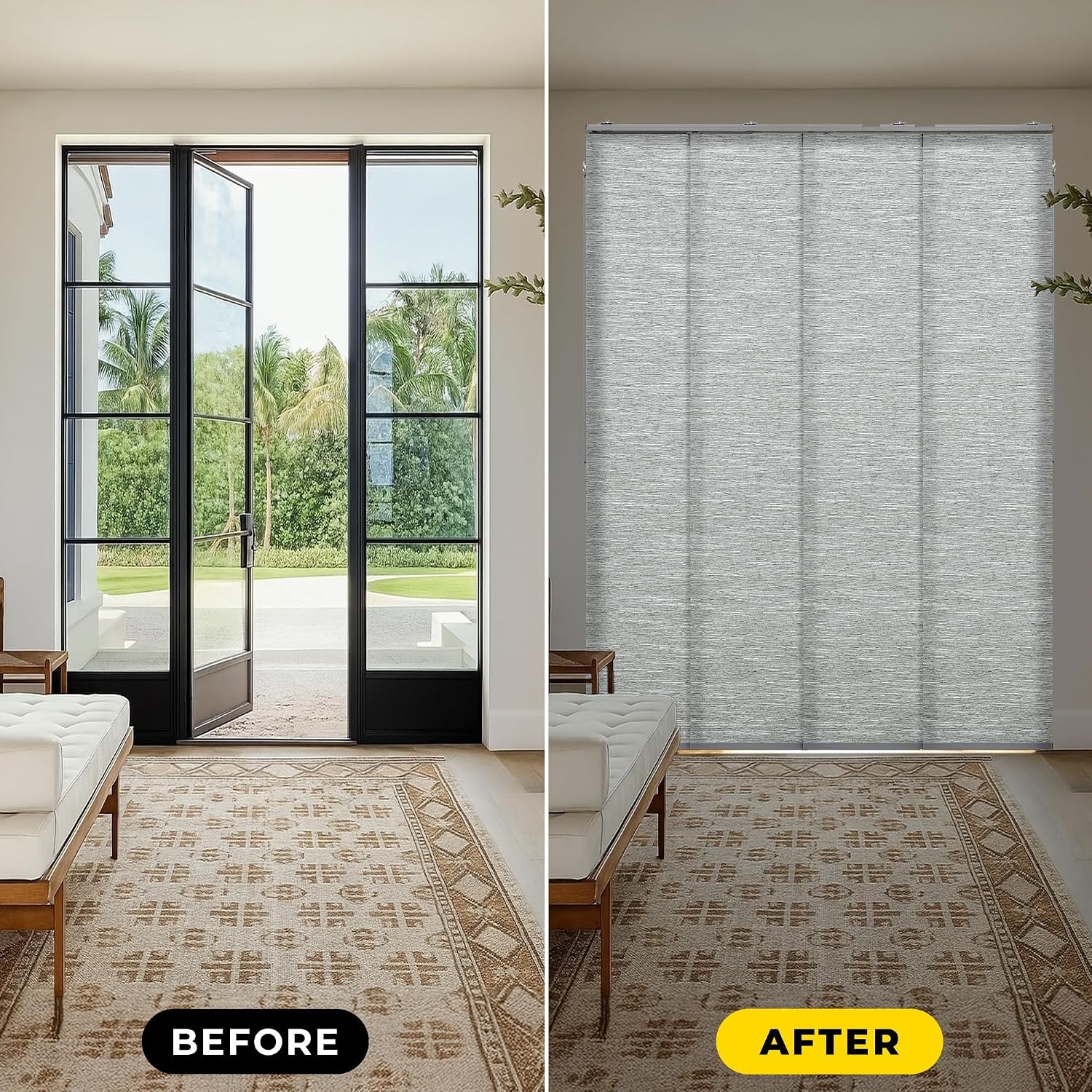 Panel Track Blinds for Sliding Doors, Light Filtering Grey | Extendable Track