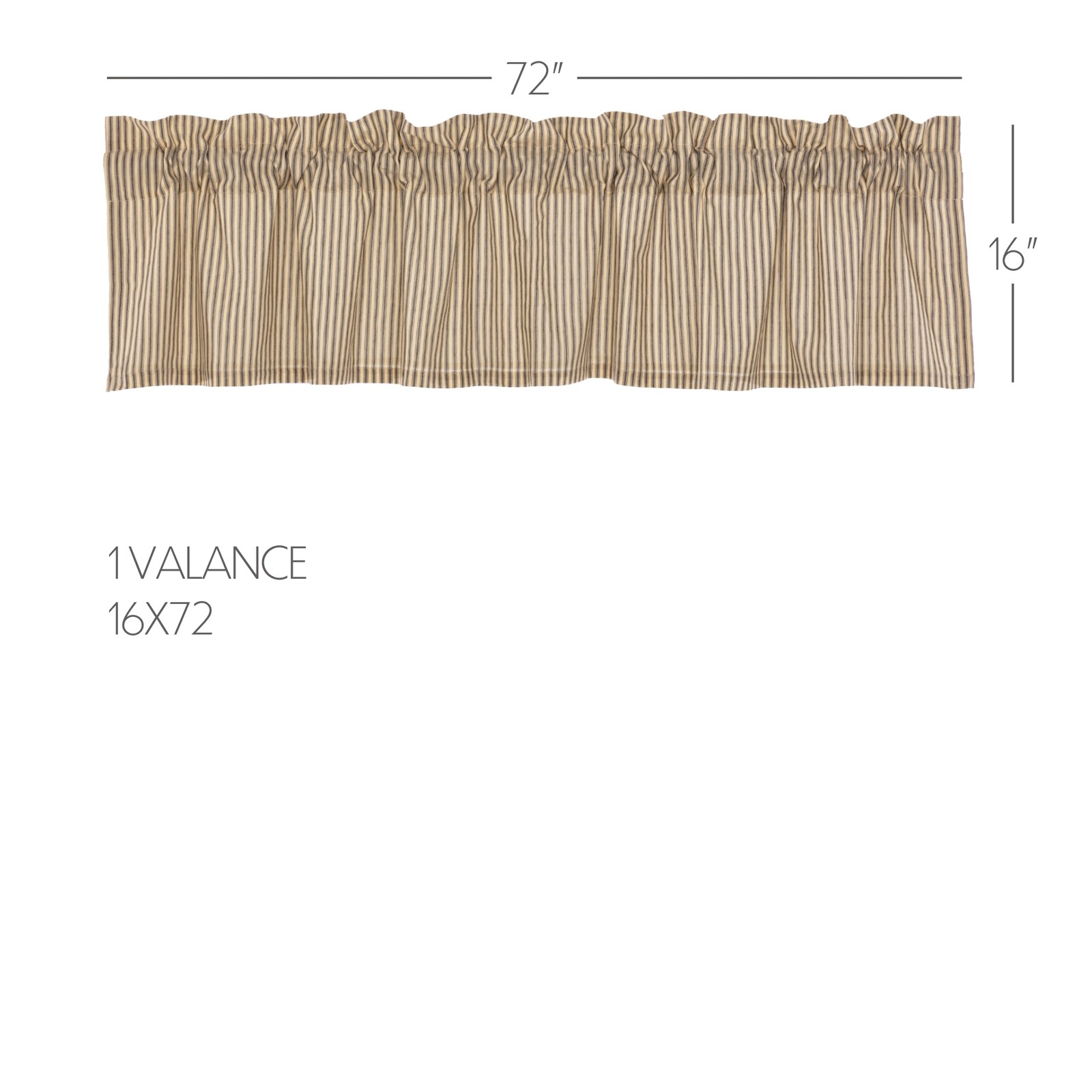 Sawyer Mill Charcoal Stripe Set (1 Valance 16×72 ; 2 Tier 24×36) VHC Brands