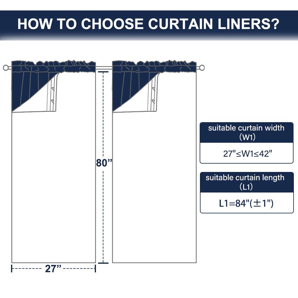 White Blackout Curtain Liners for Window – Noise Reducing Light Blocking Line…