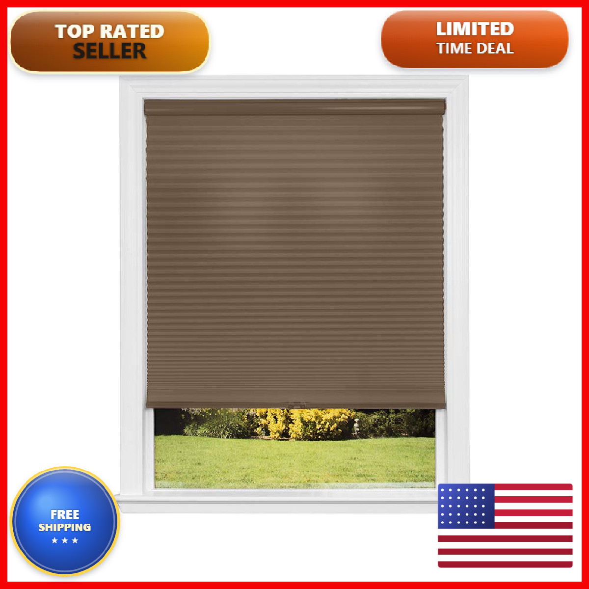 Redi Shade No Tools Custom Cordless Cellular Light Filtering Shades Mocha 60