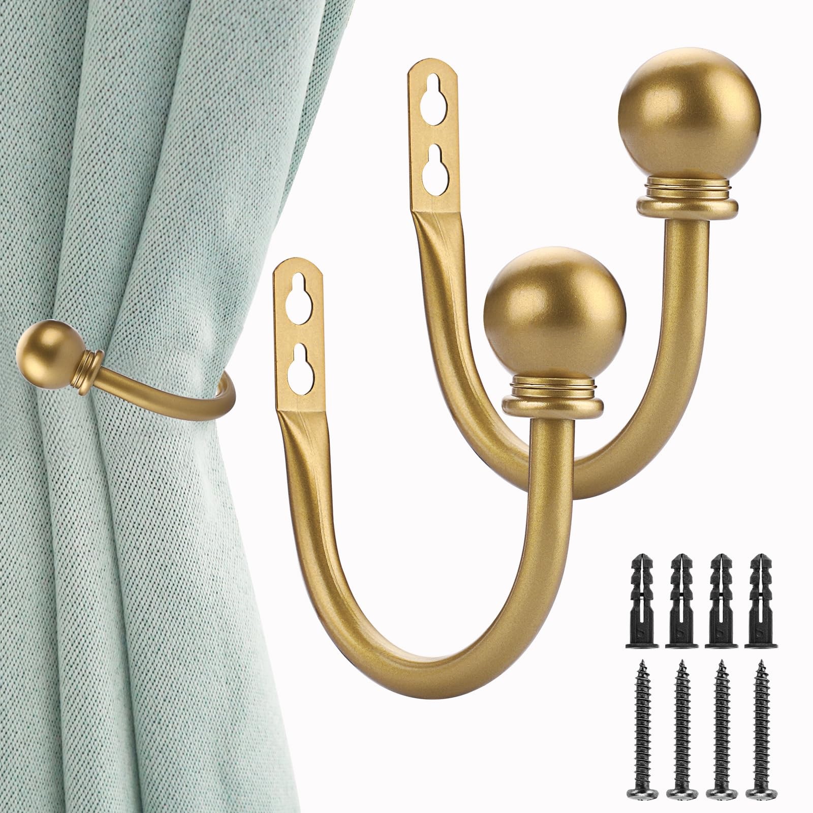 Sumnacon Set of 2 Decorative Curtain Holdbacks, Wall Mounted Aluminum Alloy Wind
