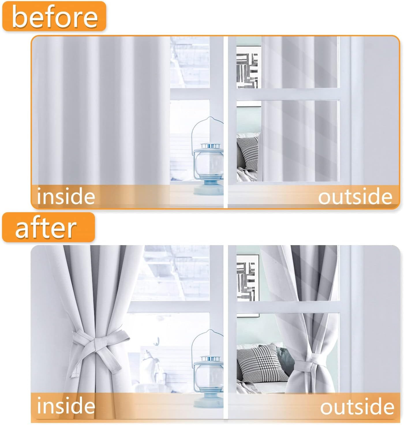 RV Blackout Curtains 52×36 Thermal Insulated Window Panels 2 Pack Tie