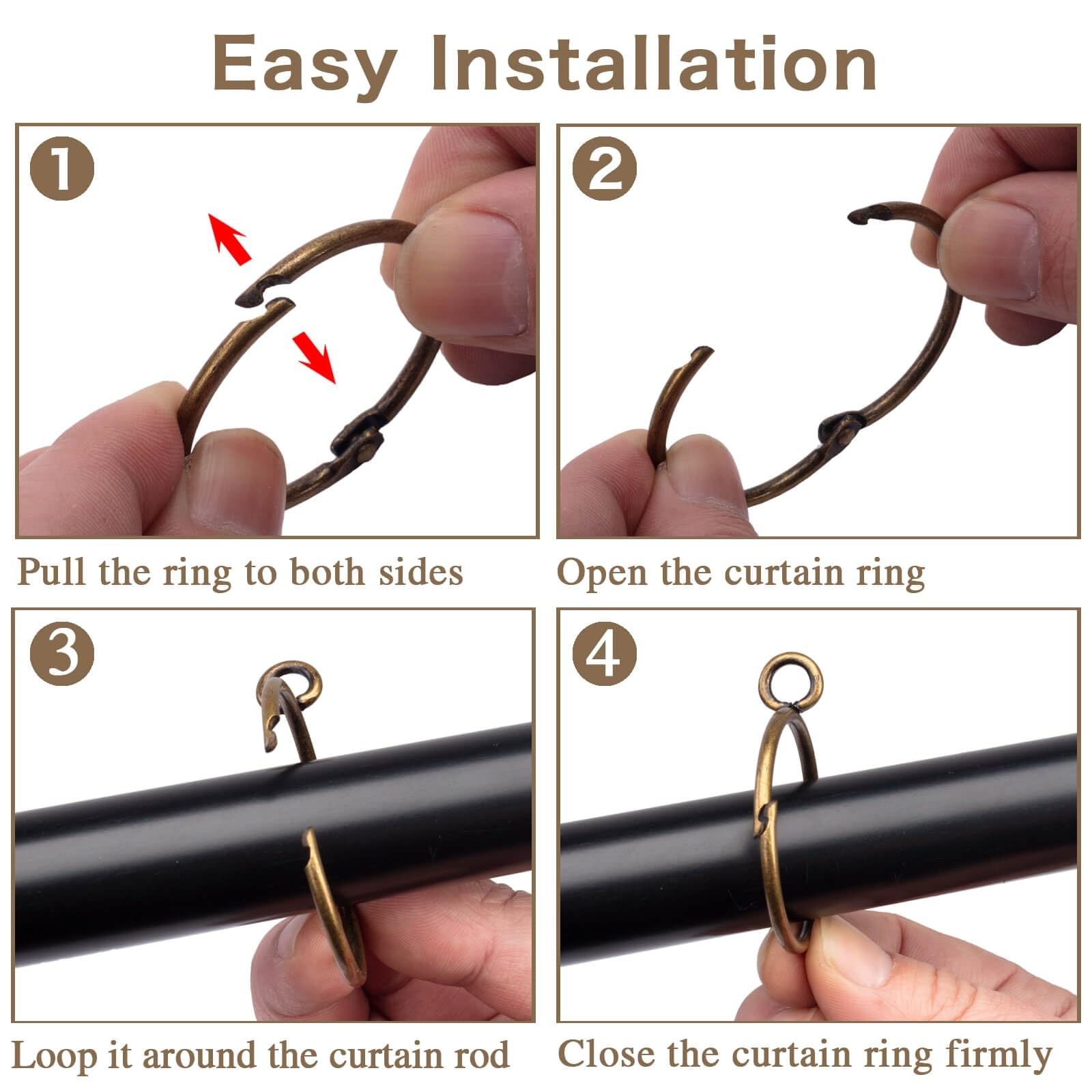 Openable Curtain Rings with Eyelet,24PCS Curtain Rings,Drapes Rings 1.25 in I