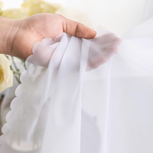 White Sheer Kitchen Curtains 36 inch 30″W x 36″L (Pack of 2) White-voile