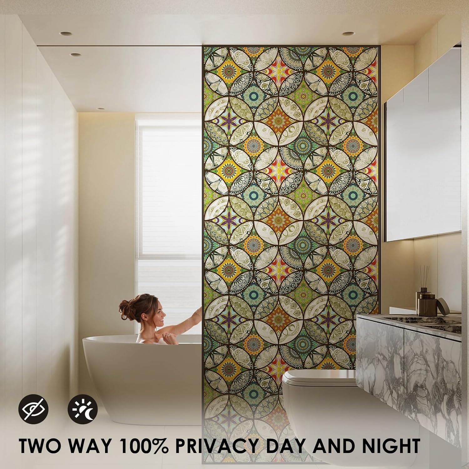 DKTIE Static Cling Decorative Window Film 17.7″ x 78.7″ (with tools), Yellow