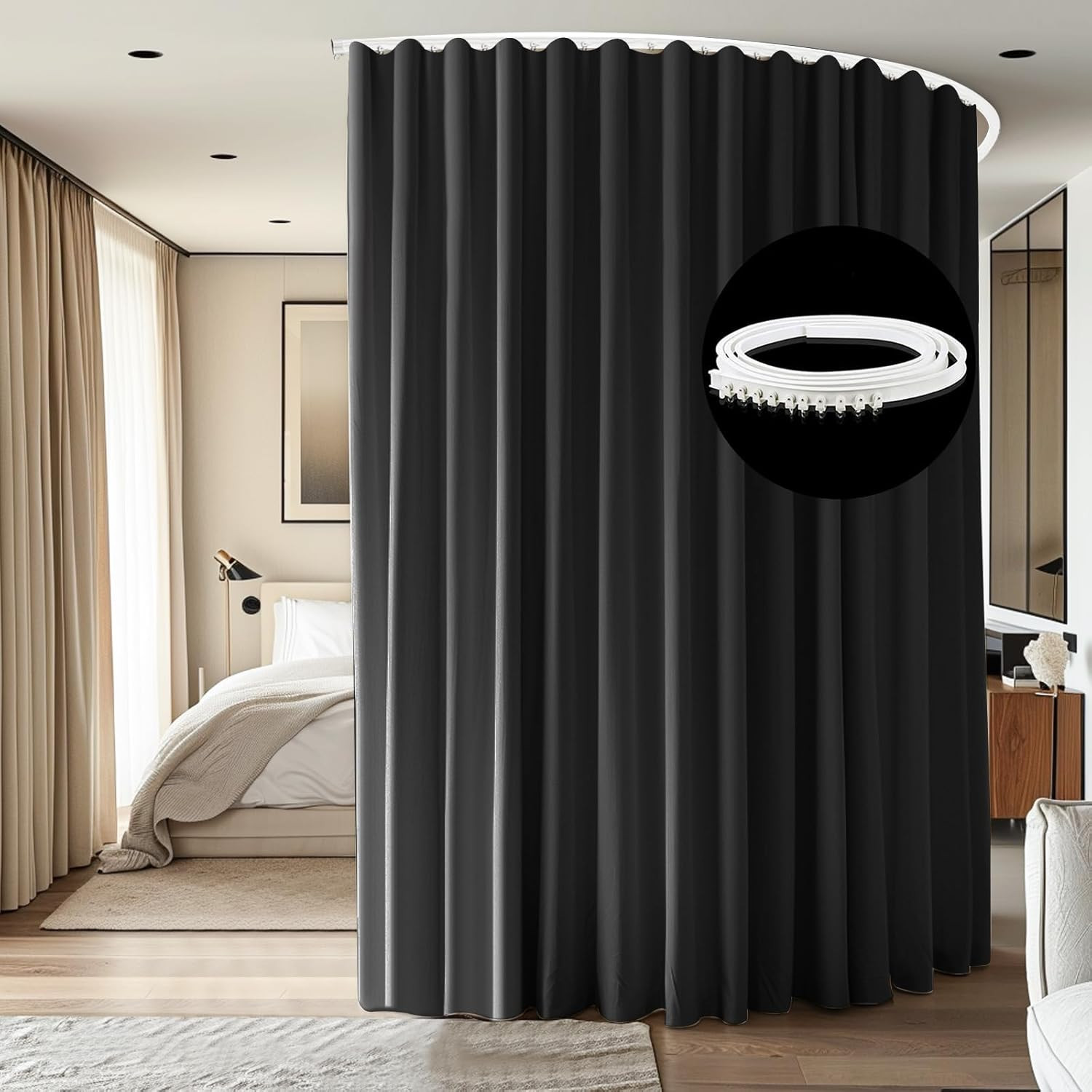Room Divider Ceiling Mounted Curtains Track Sets Extra Wide Blackout Curtain Fle