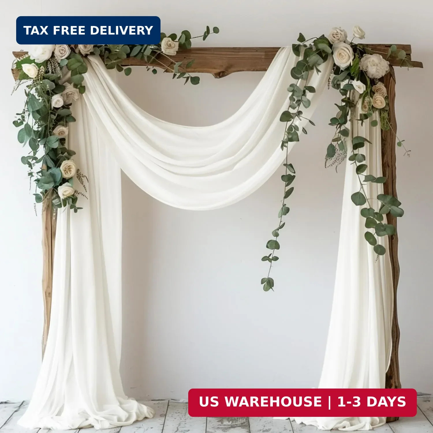 28.7″ x 20FT Ivory Wedding Arch Draping Fabric Sheer Backdrop for Ceremony