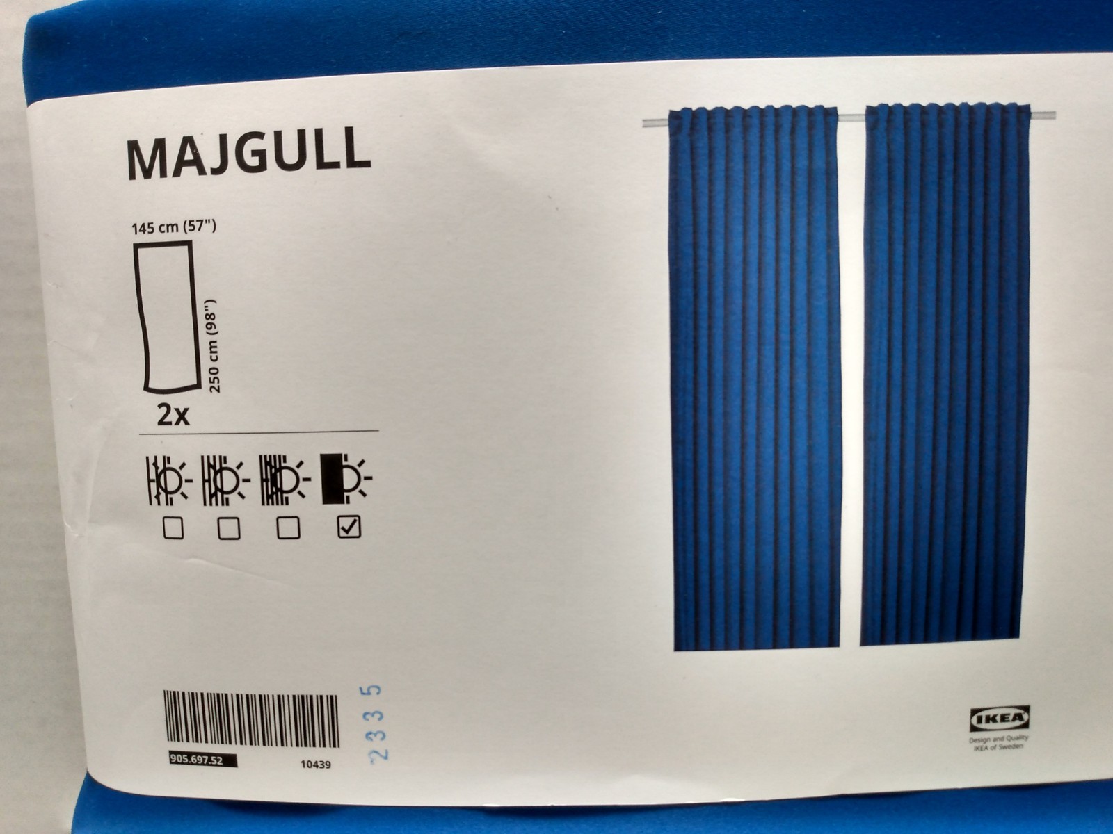 Ikea MAJGULL Blackout Curtains 1 pair 57 x 98 inches Dark Blue 905.697.52