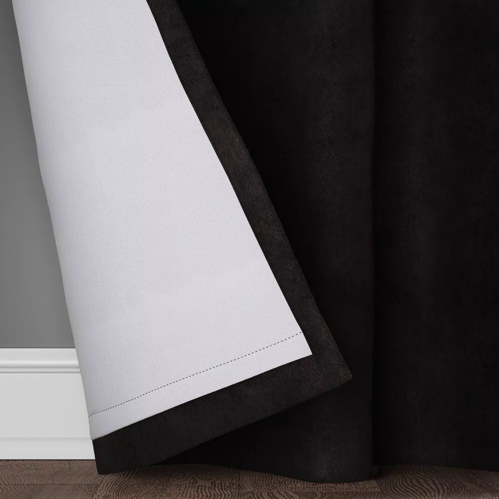 Threshold Black Soft Chenille Rod Pocket Blackout Curtain Panel 50″ x 63″ NWOT