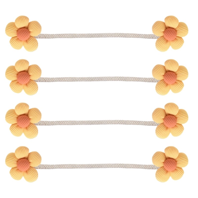 Cute Flower Curtain Holdbacks for Drapes Tiebacks Metal Rope Clip Ties 4 Pack