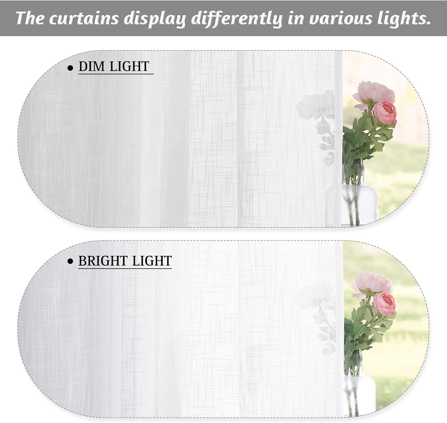 Breathable White Sheer Drapes, Light Filtering 42W x 45L, Perfect for Every Room