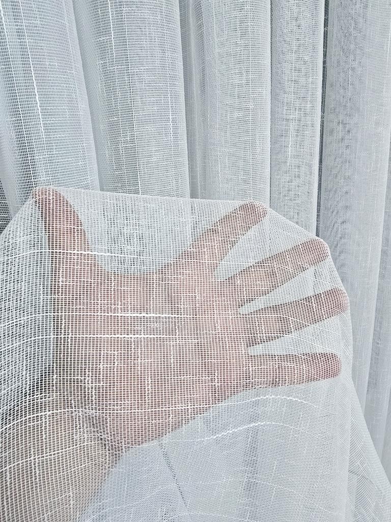 Natural Linen Textured Stylish Tulle Curtain 1 to 2,5 pleated, Ecru Color, Light