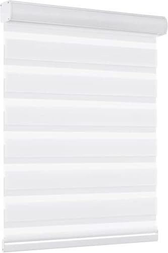 Color-Matched Custom Cordless Zebra 01- White 24″W x 48″H (Ready to Ship)