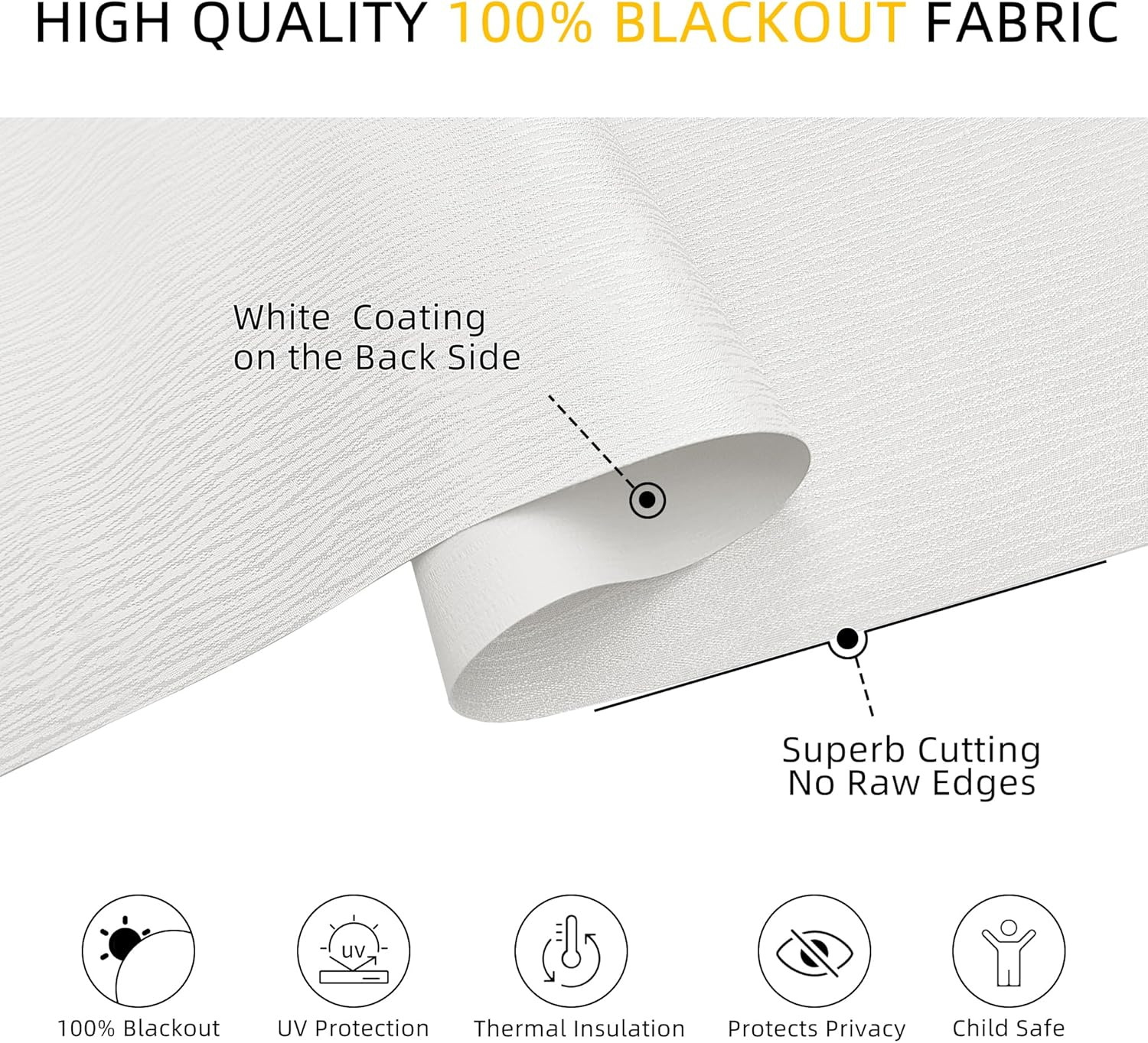 Cordless Blackout Roller Shades, Striped Design, 57″ W X 72″ H, White