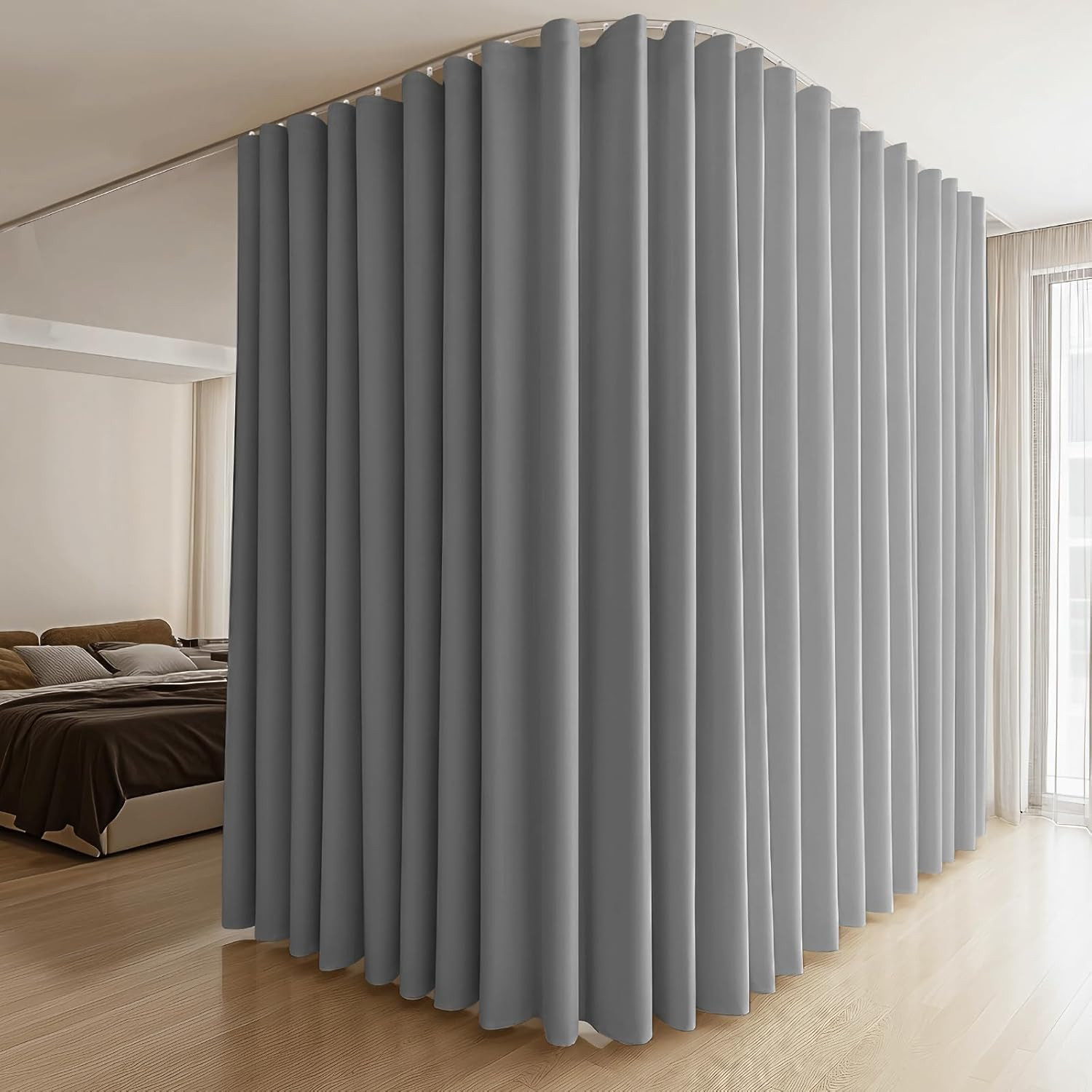 Room Divider Curtains & Flexible Bendable Tracks Set,Privacy Dividers Ceiling Tr