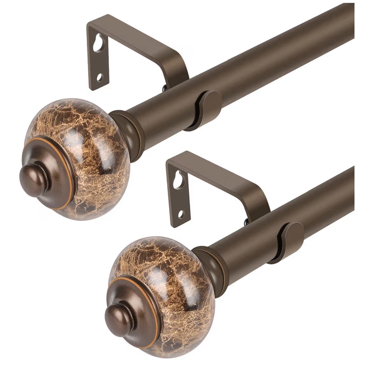 Curtain rod for window with marble finish (36-72 inches, polished bronze)