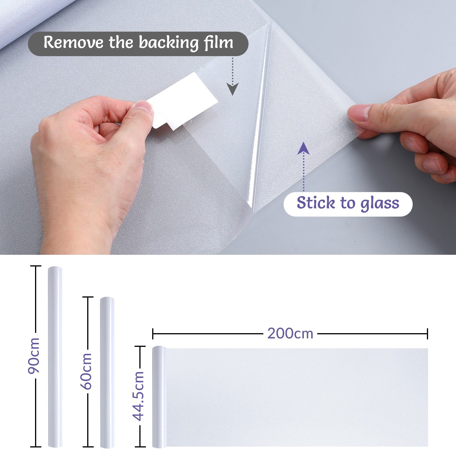 Pigo Window Privacy Film Frosted Static Cling Glass Sticker Opaque Pure White