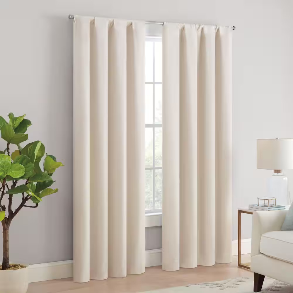 Magnitech Cannes Ivory Solid Polyester 84 In. L X 40 In. W Blackout Rod Pocket C
