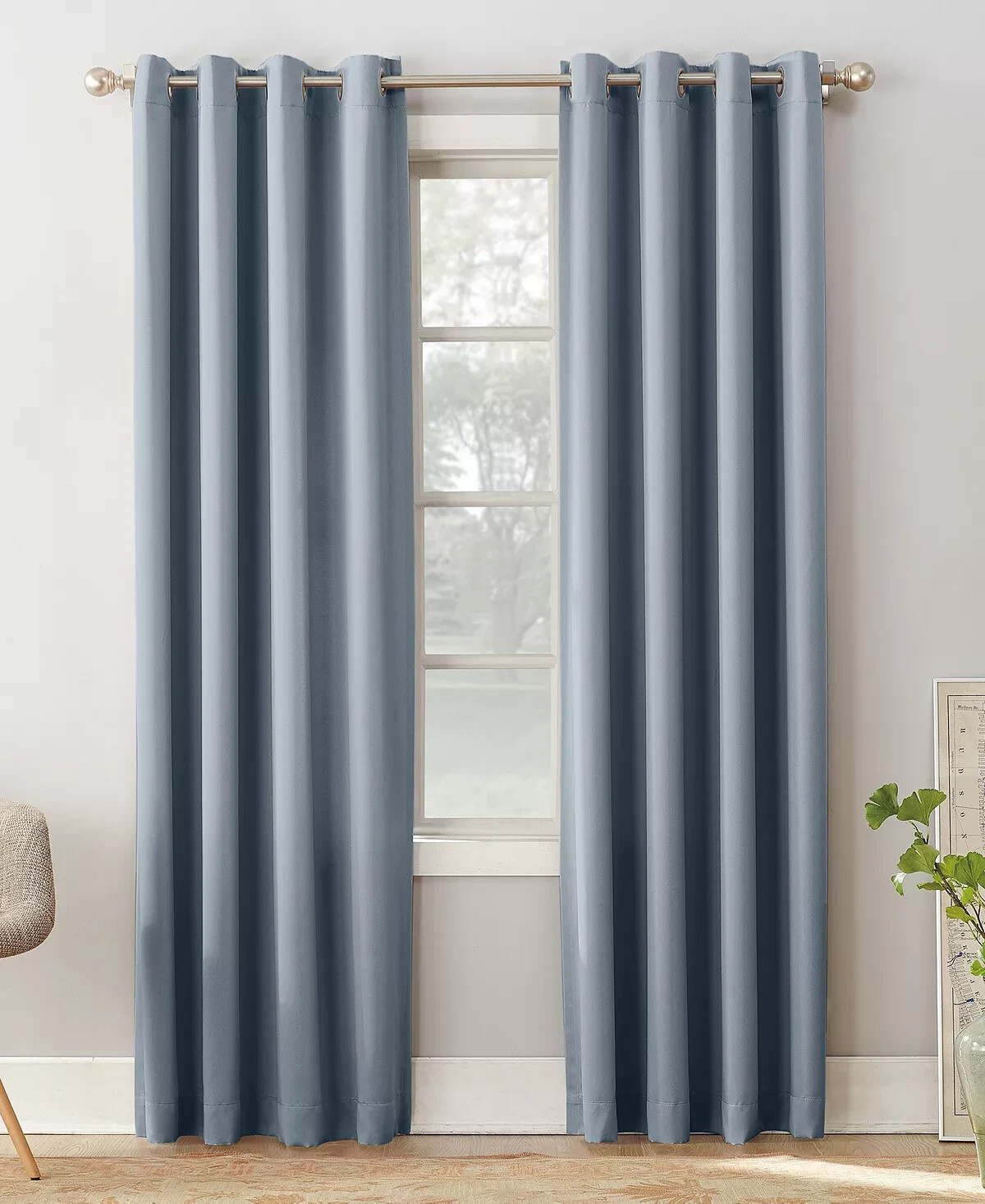 (2 PACK) SUN ZERO GRANT SOLID GROMMET CURTAIN PANEL, VINTAGE BLUE, VARIOUS SIZE