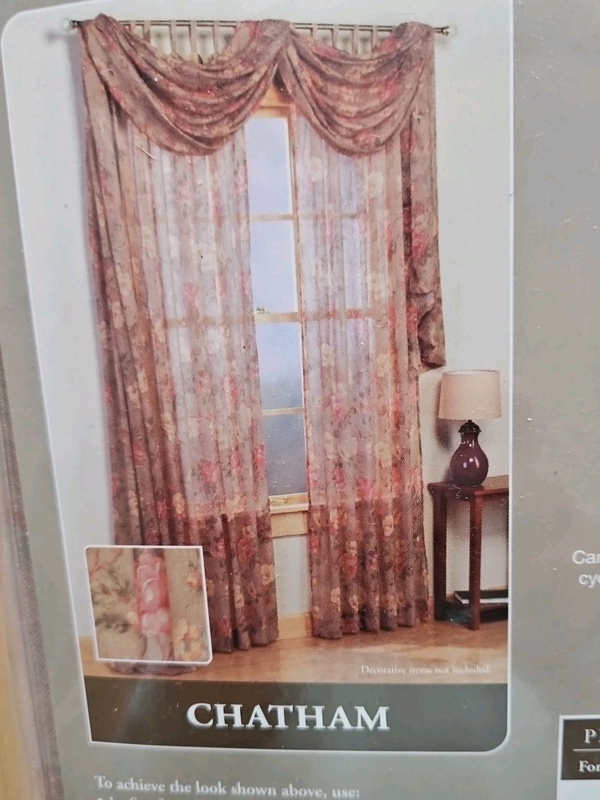 Vintage Sheer Floral Window Scarf 48×216 Victorian Home Trends Chatham