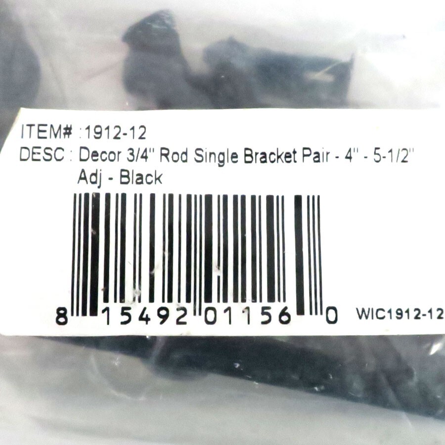 Unbranded Decor 3/4″ Rod Single Bracket Pair – 4″ – 5 1/2″, Adjustable Black