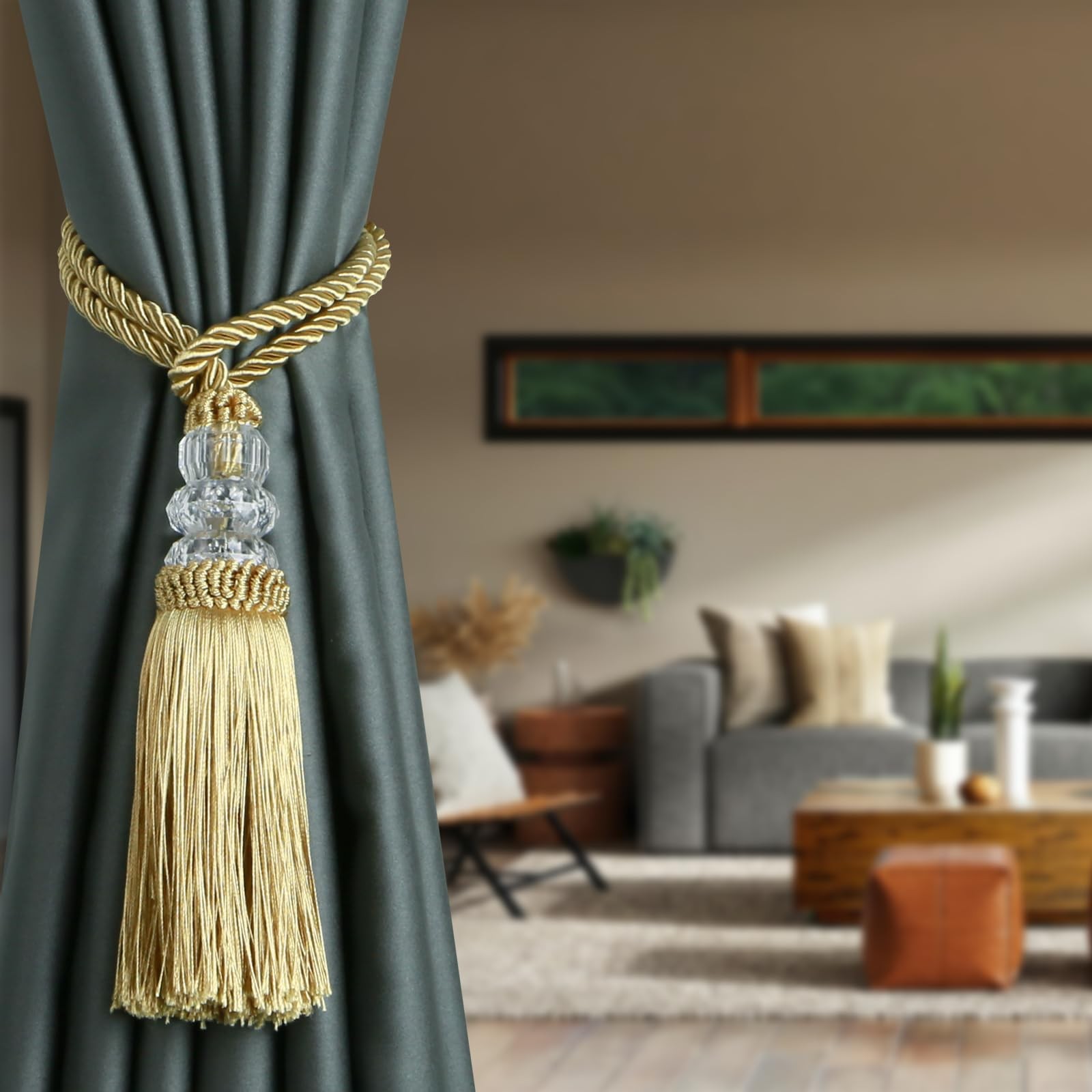 6 Pack Curtain Tiebacks with Tassel, Outdoor Elegant Decorative Curtain Holdb…