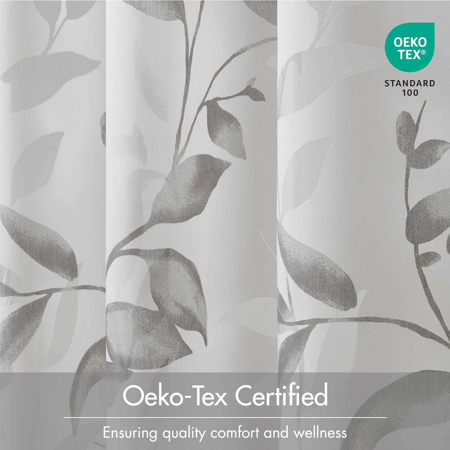 Cecily Semi Sheer SINGLE Panel Window Curtain Burnout Botanical Print, Easy to H