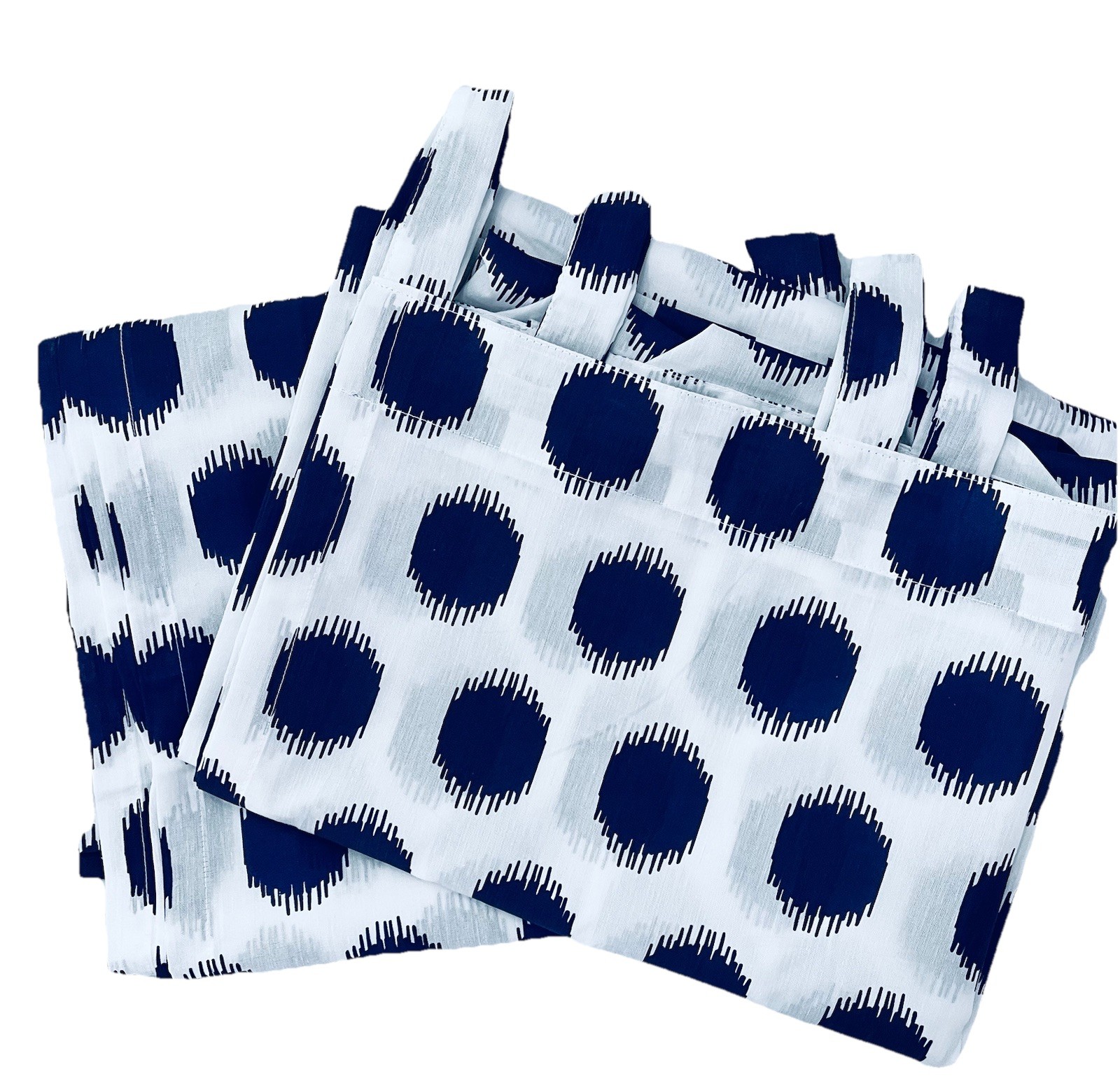 Ikea Sommar Inkspot Dots 2 Curtain Panels Tab Top 55″ x 98″ Navy/White Filtering