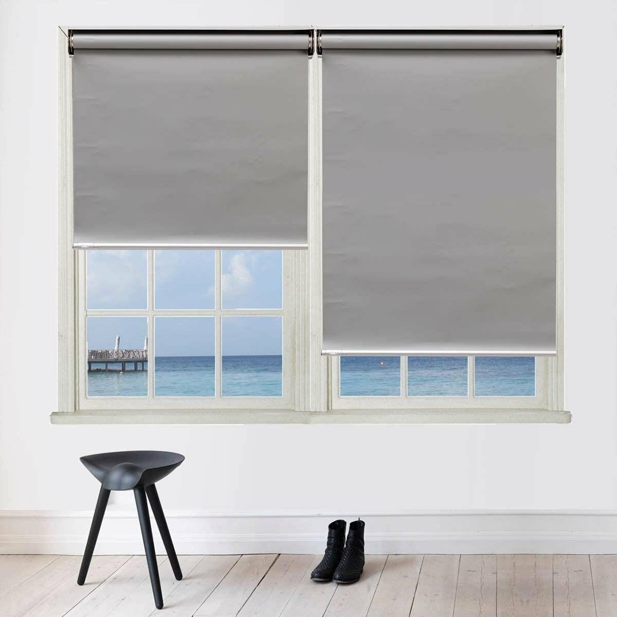 TJ GLOBAL Cordless Blackout Roller Shades, Room Darkening Blinds for Privacy
