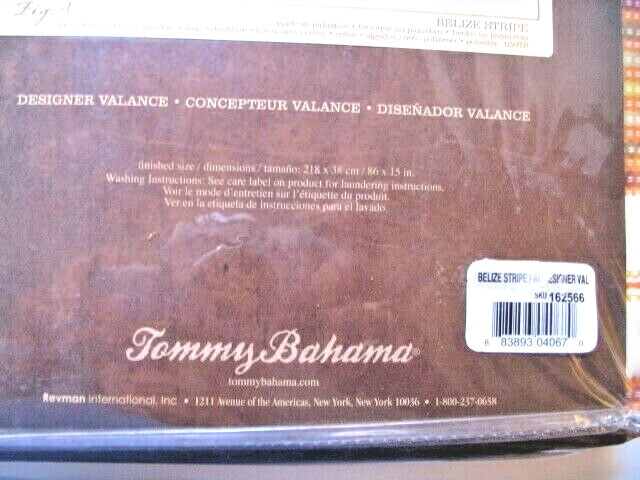 Tommy Bahama Designer Lined Valance # 048TB Belize Stripe 86 x 15″ NEW Unused