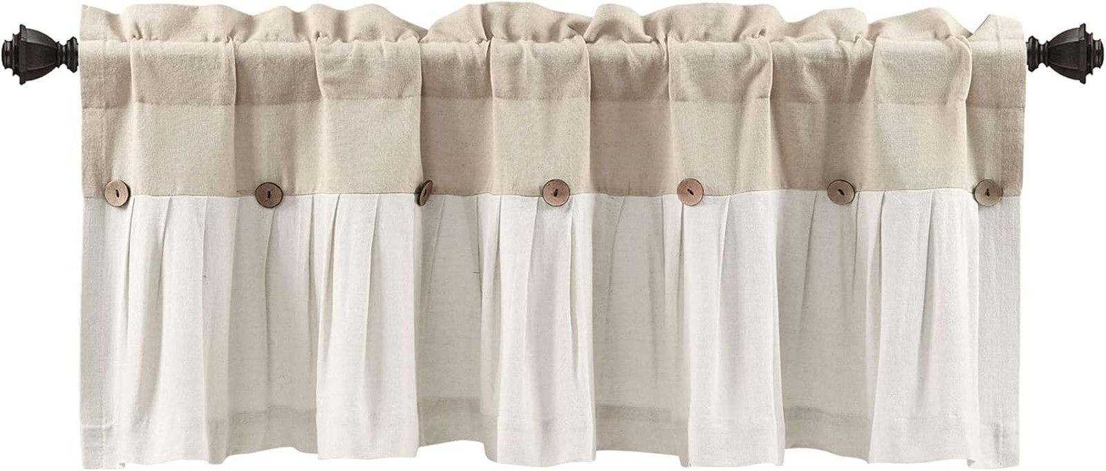 Linen Button Farmhouse Valance, 52″ W x 18″ L, Linen – Kitchen Curtains Valances