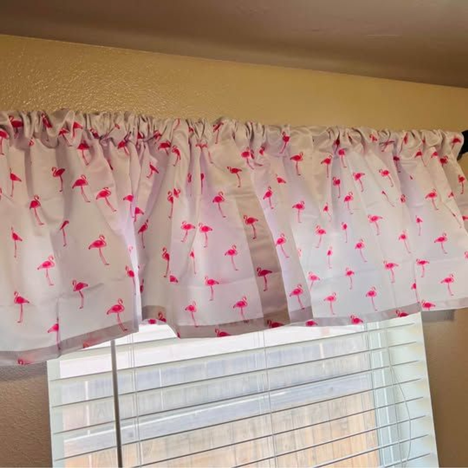 Flamingo Window Valance Set 2 Panels Tropical Kitchen Curtains 18×54 New