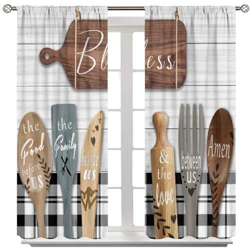 Rustic Kitchen Curtains Farmhouse Vintage 20″W x 45″L (Pack of 2) Kitchen-10