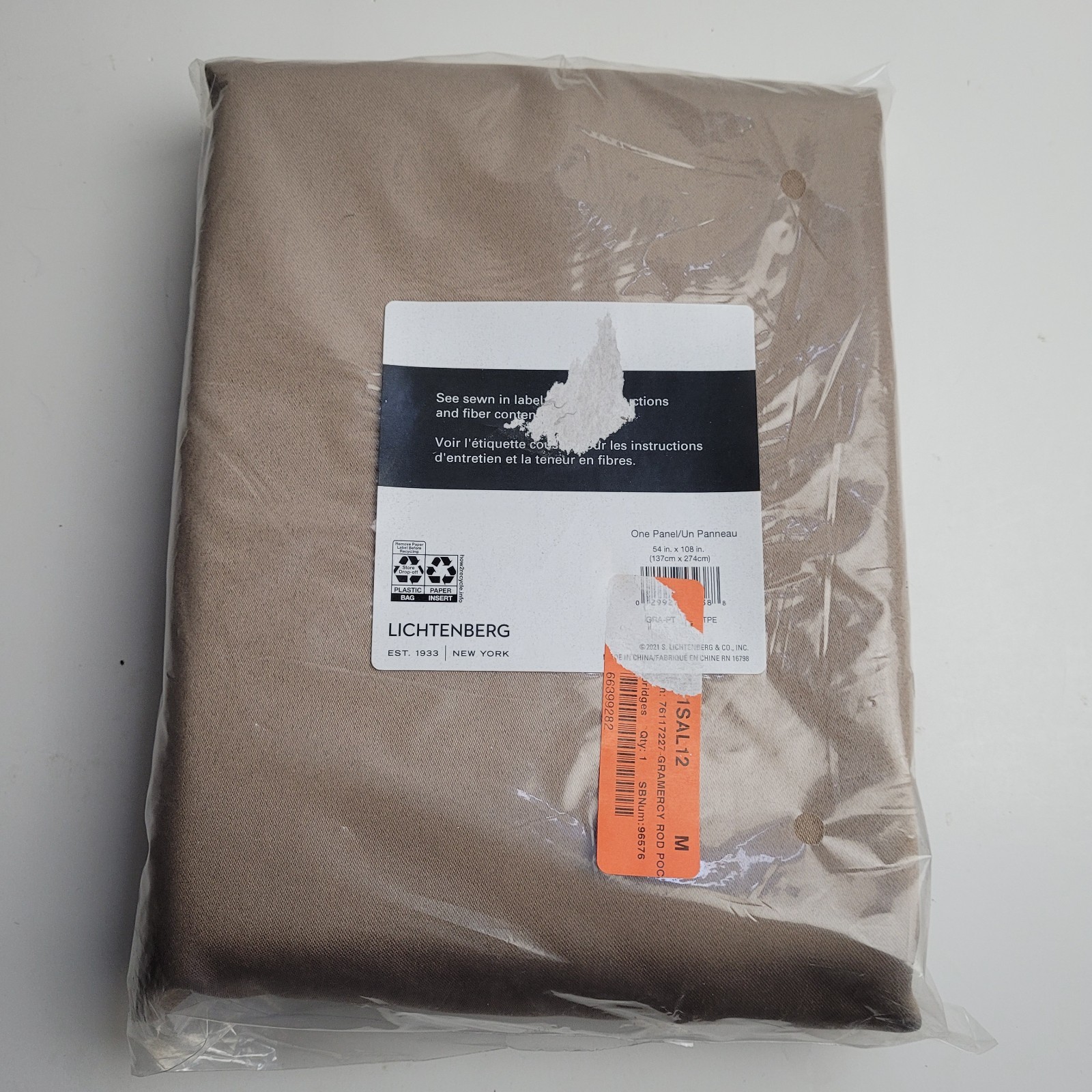 NEW Sun Zero Lichtenberg One Panel Color Taupe Brown 54 W in X 108 in L #CT3