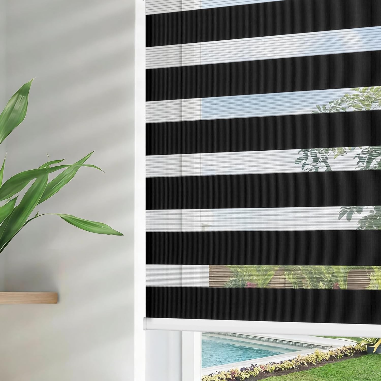 Joydeco Cordless Zebra Blinds for Windows, Dual Layer Free-Stop Zebra #R03