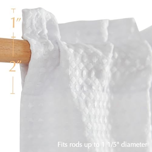 Valance Curtain for Kitchen Waffle Weave for 60″W x 18″L (Pack of 1) White