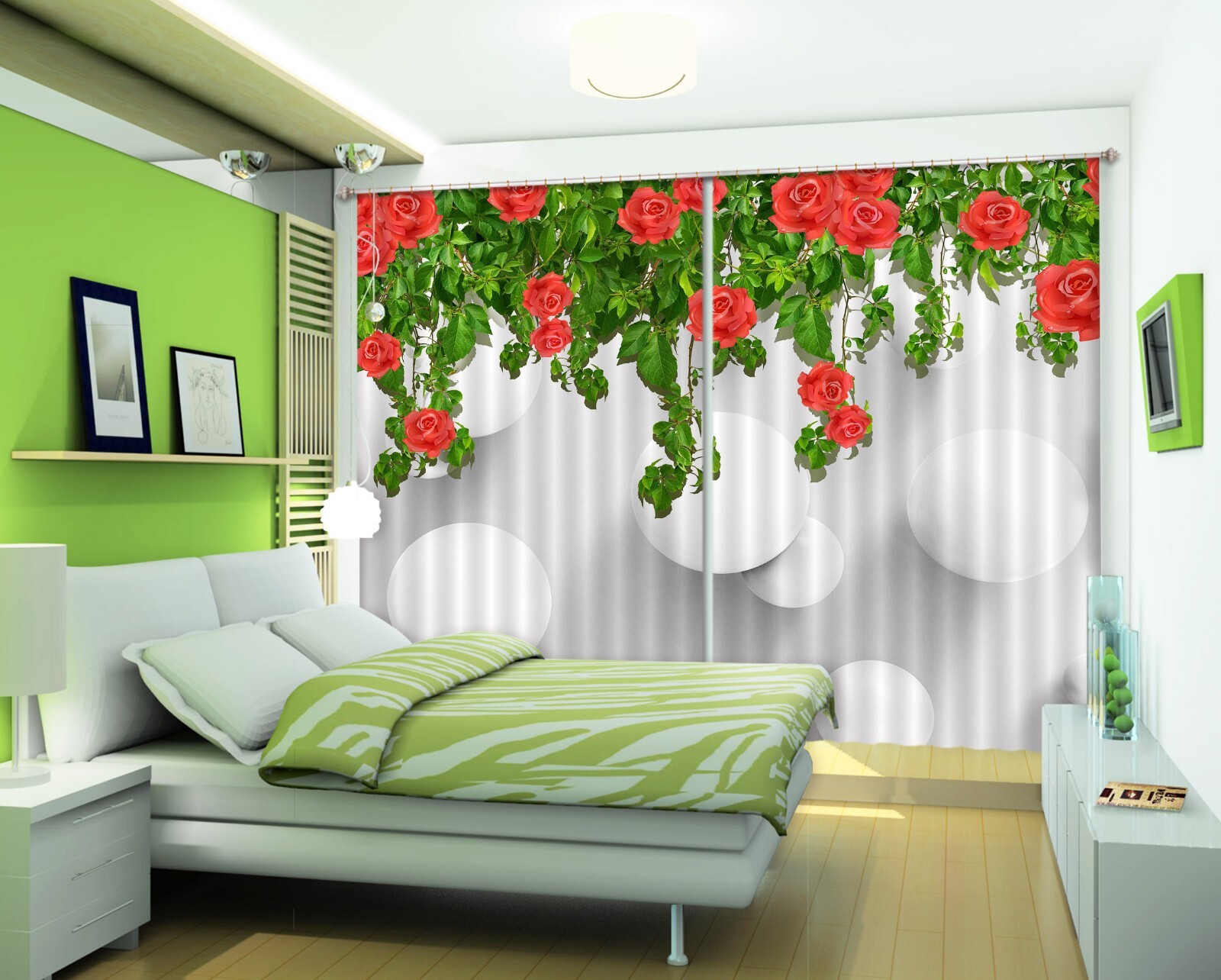 3D Red Flower Ball ZHUA1530 Photo Curtain Window Blockout Fabric Amy 2023